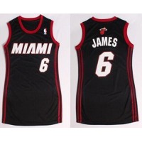 Miami Heat #6 LeBron James Black Dress Women's Stitched NBA Jersey