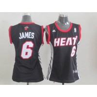 Miami Heat #6 LeBron James Black Road Women's Stitched NBA Jersey