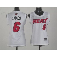 Miami Heat #6 LeBron James White Fashion Women's Stitched NBA Jersey