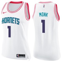 Nike Charlotte Hornets #1 Malik Monk White/Pink Women's NBA Swingman Fashion Jersey