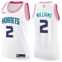 Nike Charlotte Hornets #2 Marvin Williams White/Pink Women's NBA Swingman Fashion Jersey