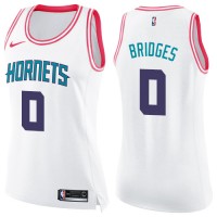 Nike Charlotte Hornets #0 Miles Bridges White/Pink Women's NBA Swingman Fashion Jersey