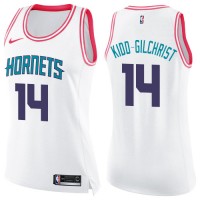 Nike Charlotte Hornets #14 Michael Kidd-Gilchrist White/Pink Women's NBA Swingman Fashion Jersey