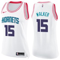 Nike Charlotte Hornets #15 Kemba Walker White/Pink Women's NBA Swingman Fashion Jersey