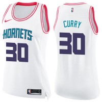 Nike Charlotte Hornets #30 Dell Curry White/Pink Women's NBA Swingman Fashion Jersey