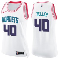 Nike Charlotte Hornets #40 Cody Zeller White/Pink Women's NBA Swingman Fashion Jersey