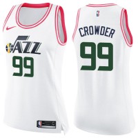 Nike Utah Jazz #99 Jae Crowder White/Pink Women's NBA Swingman Fashion Jersey