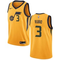 Nike Utah Jazz #3 Ricky Rubio Yellow Women's NBA Swingman Statement Edition Jersey