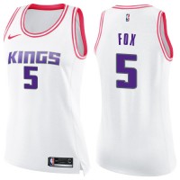 Nike Sacramento Kings #5 De'Aaron Fox White/Pink Women's NBA Swingman Fashion Jersey