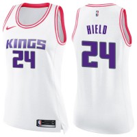 Nike Sacramento Kings #24 Buddy Hield White/Pink Women's NBA Swingman Fashion Jersey