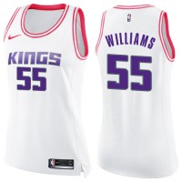 Nike Sacramento Kings #55 Jason Williams White/Pink Women's NBA Swingman Fashion Jersey