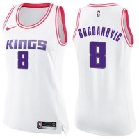 Nike Sacramento Kings #8 Bogdan Bogdanovic White/Pink Women's NBA Swingman Fashion Jersey