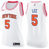 Nike New York Knicks #5 Courtney Lee White/Pink Women's NBA Swingman Fashion Jersey