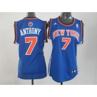 New York Knicks #7 Carmelo Anthony Blue Road Women's Stitched NBA Jersey