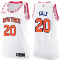 Nike New York Knicks #20 Kevin Knox White/Pink Women's NBA Swingman Fashion Jersey