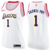 Nike Los Angeles Lakers #1 Kentavious Caldwell-Pope White/Pink Women's NBA Swingman Fashion Jersey