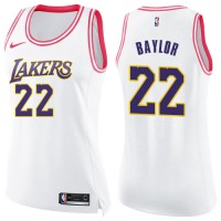 Nike Los Angeles Lakers #22 Elgin Baylor White/Pink Women's NBA Swingman Fashion Jersey