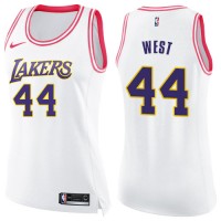 Nike Los Angeles Lakers #44 Jerry West White/Pink Women's NBA Swingman Fashion Jersey
