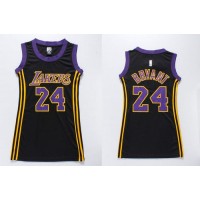 Los Angeles Lakers #24 Kobe Bryant Black(Purple No.) Dress Women's Stitched NBA Jersey