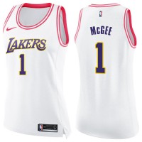 Nike Los Angeles Lakers #1 JaVale McGee White/Pink Women's NBA Swingman Fashion Jersey