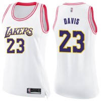 Nike Los Angeles Lakers #23 Anthony Davis White/Pink Women's NBA Swingman Fashion Jersey