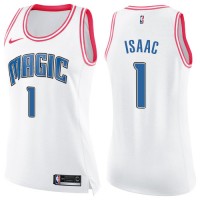 Nike Orlando Magic #1 Jonathan Isaac White/Pink Women's NBA Swingman Fashion Jersey