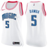 Nike Orlando Magic #5 Mohamed Bamba White/Pink Women's NBA Swingman Fashion Jersey