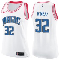 Nike Orlando Magic #32 Shaquille O'Neal White/Pink Women's NBA Swingman Fashion Jersey