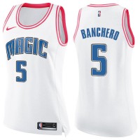 Nike Orlando Magic #5 Paolo Banchero White/Pink Women's NBA Swingman Fashion Jersey