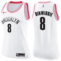 NikeBrooklyn Nets #8 Spencer Dinwiddie White/Pink Women's NBA Swingman Fashion Jersey