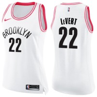 NikeBrooklyn Nets #22 Caris LeVert White/Pink Women's NBA Swingman Fashion Jersey