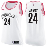 BrooklynBrooklyn Nets #24 Cam Thomas Nike White/Pink Women's NBA Swingman Fashion Jersey