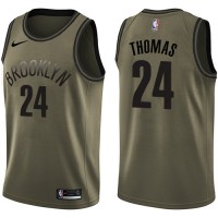 NikeBrooklyn Nets #24 Cam Thomas Green Salute to Service Women's NBA Swingman Jersey