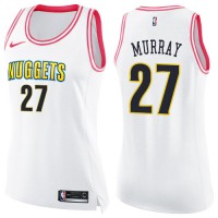 Nike Denver Nuggets #27 Jamal Murray White/Pink Women's NBA Swingman Fashion Jersey