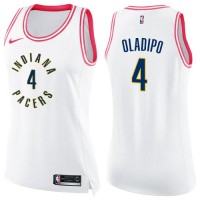 Nike Indiana Pacers #4 Victor Oladipo White/Pink Women's NBA Swingman Fashion Jersey