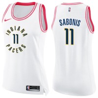 Nike Indiana Pacers #11 Domantas Sabonis White/Pink Women's NBA Swingman Fashion Jersey