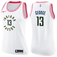 Nike Indiana Pacers #13 Paul George White/Pink Women's NBA Swingman Fashion Jersey