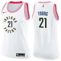 Nike Indiana Pacers #21 Thaddeus Young White/Pink Women's NBA Swingman Fashion Jersey