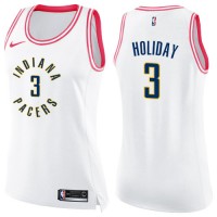 Nike Indiana Pacers #3 Aaron Holiday White/Pink Women's NBA Swingman Fashion Jersey