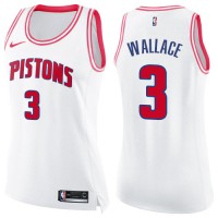 Nike Detroit Pistons #3 Ben Wallace White/Pink Women's NBA Swingman Fashion Jersey