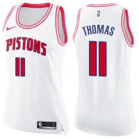 Nike Detroit Pistons #11 Isiah Thomas White/Pink Women's NBA Swingman Fashion Jersey