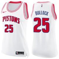 Nike Detroit Pistons #25 Reggie Bullock White/Pink Women's NBA Swingman Fashion Jersey