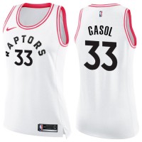 Nike Toronto Raptors #33 Marc Gasol White/Pink Women's NBA Swingman Fashion Jersey