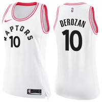 Nike Toronto Raptors #10 DeMar DeRozan White/Pink Women's NBA Swingman Fashion Jersey