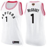 Nike Toronto Raptors #1 Tracy Mcgrady White/Pink 2019 Finals Bound Women's NBA Swingman Fashion Jersey