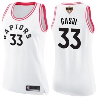 Nike Toronto Raptors #33 Marc Gasol White/Pink 2019 Finals Bound Women's NBA Swingman Fashion Jersey