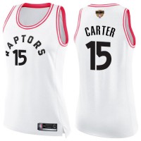 Nike Toronto Raptors #15 Vince Carter White/Pink 2019 Finals Bound Women's NBA Swingman Fashion Jersey