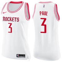 Nike Houston Rockets #3 Chris Paul White/Pink Women's NBA Swingman Fashion Jersey