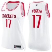 Nike Houston Rockets #17 PJ Tucker White/Pink Women's NBA Swingman Fashion Jersey