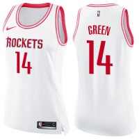 Nike Houston Rockets #14 Gerald Green White/Pink Women's NBA Swingman Fashion Jersey